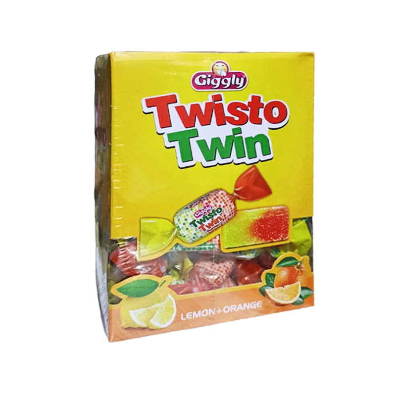 GIGGLY TWISTO TWIN ORANGE + LEMON JELLY 50`S BOX